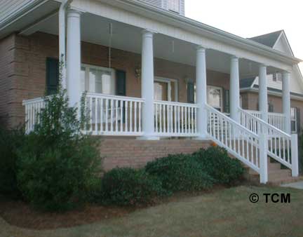 Colonial baluster / spindle installed on front porch deck