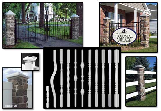 Products: Balusters, Spindles, Faux Rock Post Columns and Solar Lights