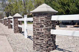Large Stone Pillar with Ranch Rail