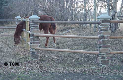 Faux Rock Columns with Horse Ranch Fence