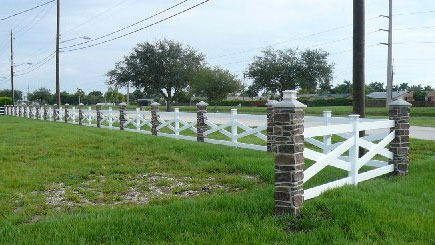 Pre-formed Rock Pillar Columns with Crossbuck Fence