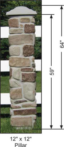 Dimensions for Rock Faux Pillar